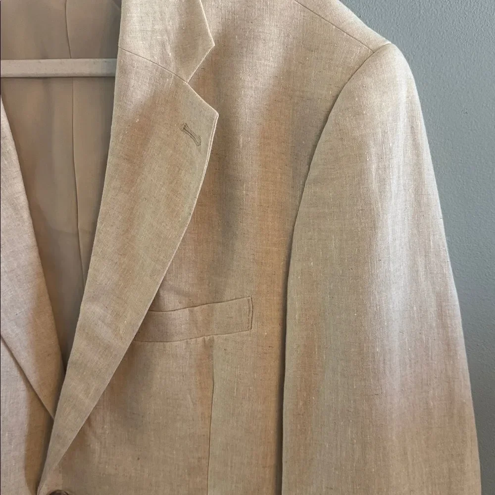 Tasso Elba Men’s Large 42-44 NEW 100% cream Linen blazer